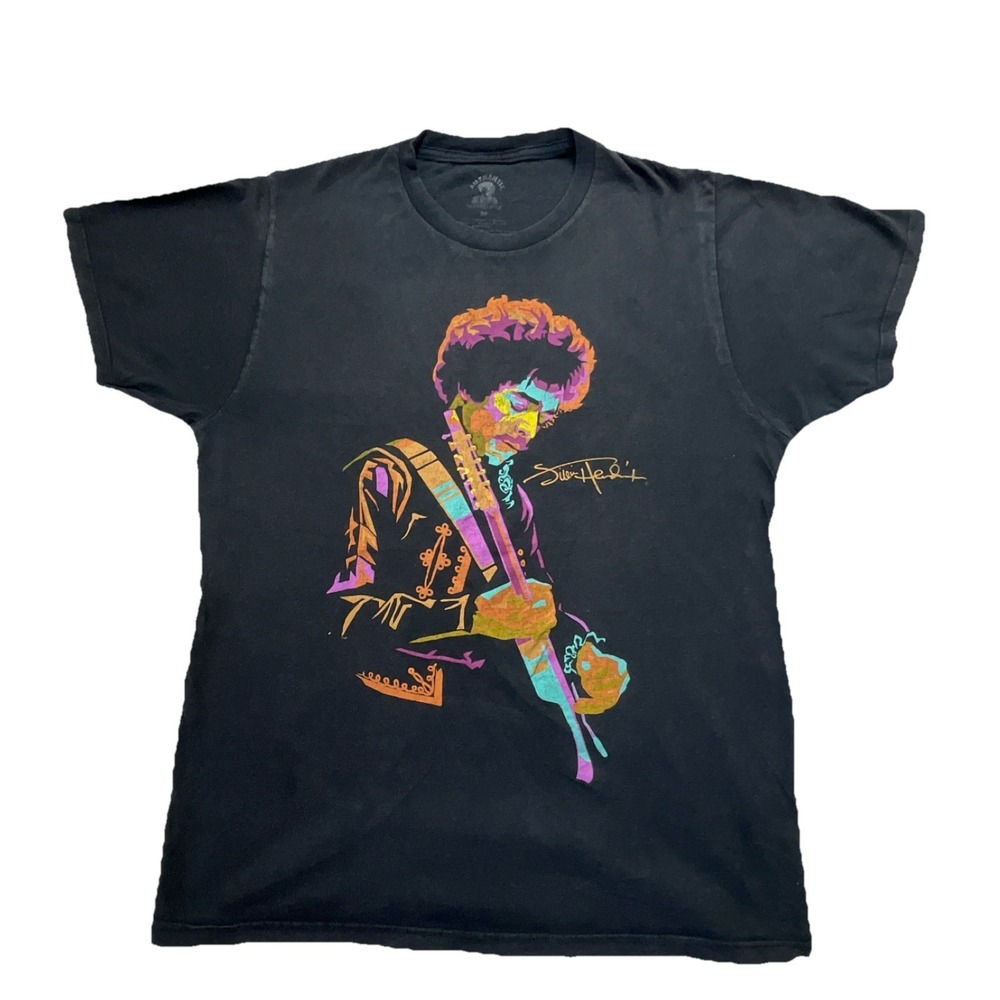 Authentic Hendrix Jimi Hendrix Graphic Black Cotton Men's T-Shirt Size M